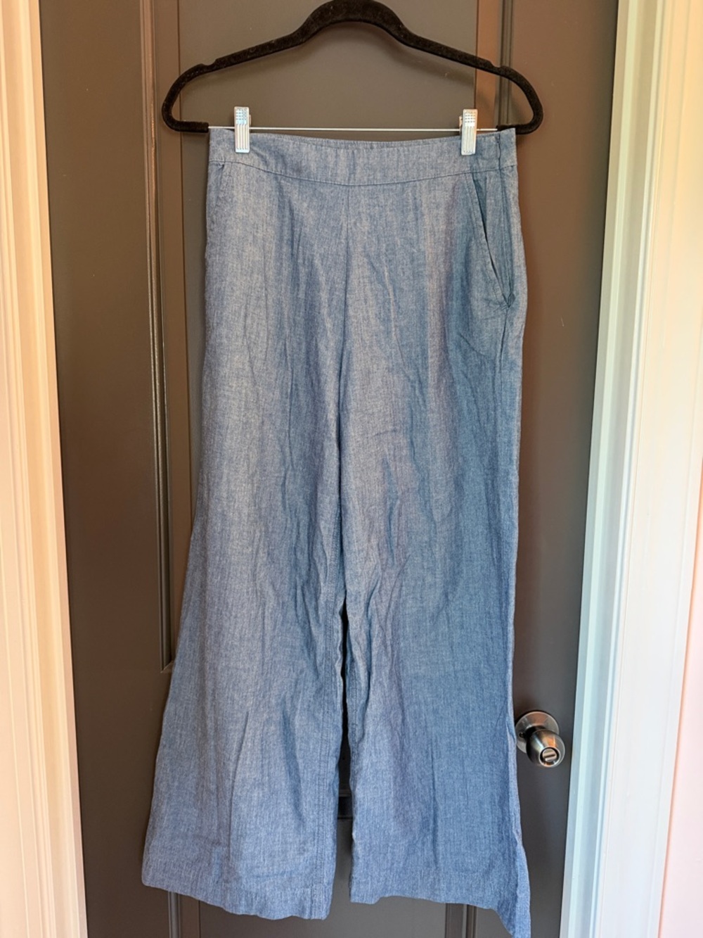 Seasalt Cornwall Calluna Wide Leg Trousers size 4 Organic Cotton Linen Blend